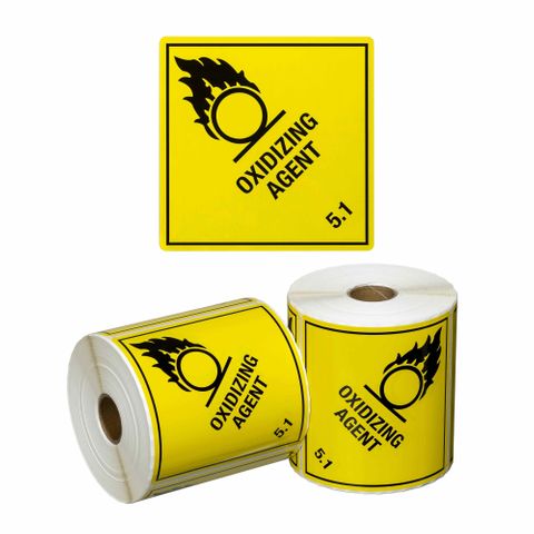 Matthews Oxidizing Agent 5.1DG Handling Label Yellow/Black 99x99mm 500 Roll