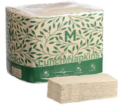 Matthews Brown 1/4 Fold Lunch Napkin 1ply 500pack 300x300mm