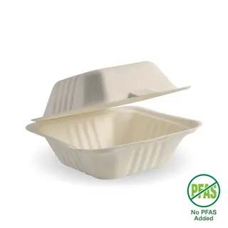 Biopak 6x6" Natural Plant Fibre Clamshell 125 units per slve