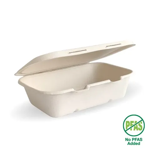 Biopak 7.5x5x1.9in Natural Plant Fibre Clamshell 100 units per slve