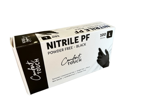 Comfort Touch Large Black Nitrile Heavy Duty Gloves 100/Box