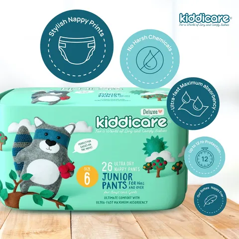 Kiddicare Junior Pants Deluxe Nappy 26's Size 6 = 16kg+
