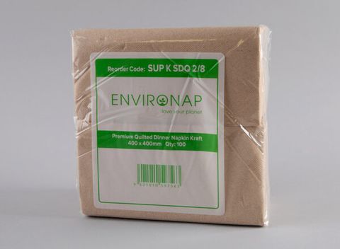 Environap Quilted Dinner Napkin 8 Fold - Kraft 2ply