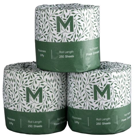 Matthews Recycled Wrapped Toilet Tissue Boxed White, 3 Ply, 250 Sheets