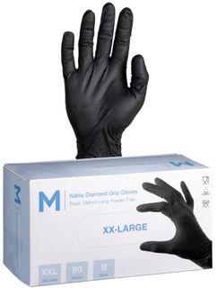 Matthews XXLarge Black Diamond Nitrile Glove PF 9gram