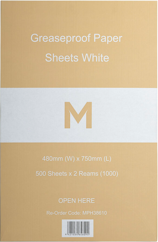 Grease Proof Sheets 750mmx480 500 Sheet