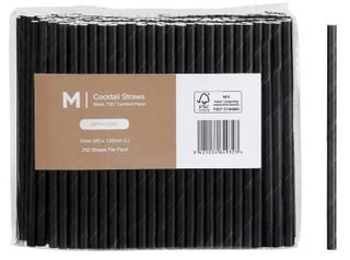 Matthews Cocktail Straw Black Paper 250 units per pk
