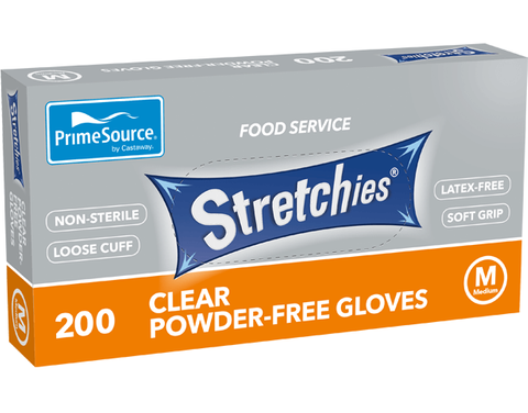Glove Plastic Clear Stretchies Med 200 pkt