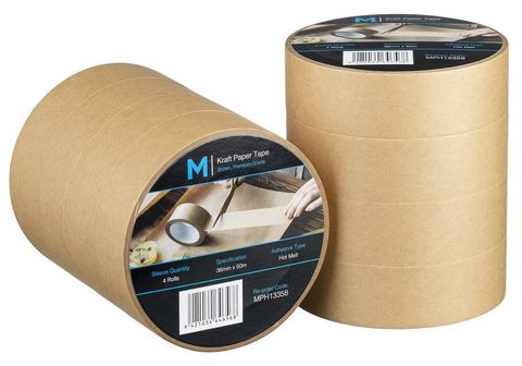 Kraft Paper Packaging Tape Tan 36mm x 50m x 125mu 4Slve