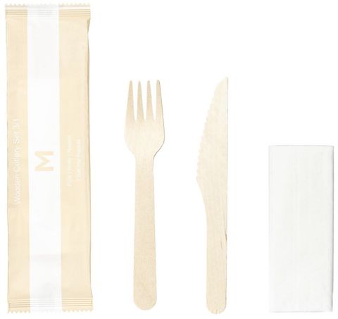 Wooden Cutlery Set 3/1 - Natural, Fork/Knife/Napkin, FSC&reg; 100% (400)