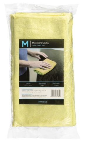 Matthews Yellow 10pack Microfibre Cloths 400mm x 400mm, 300gsm