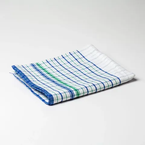 Tea Towel #10 Green / Blue Check 46x76cm 102gram