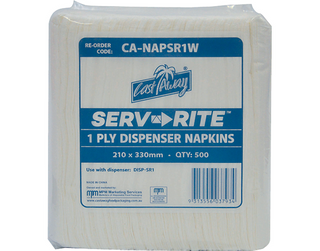 MPM Castaway Napkin Serv-Rite White1ply 500 per slve
