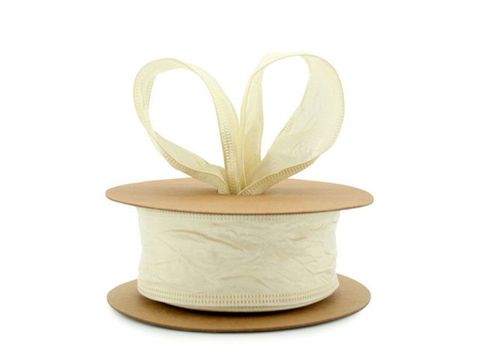 Ribbon Cream Taffeta Wire Edge