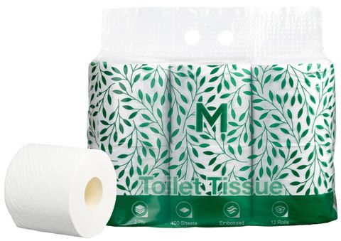Matthews Recycled Unwrapped Toilet Tissue Boxed White 2 Ply 400 Sheets 4x12 Pack