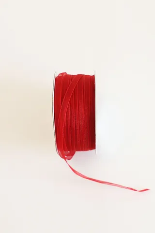 Ribbon Red Chiffon Woven Edge 3.5mm x 50m