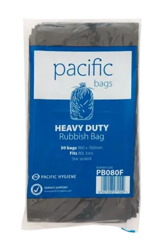 Pacific Hygiene Standard Rubbish Bag 80l 960x760mm 50 pk