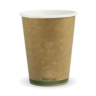 Biopak Kraft Single Wall Green Strip Hot Cup 50 units per slve