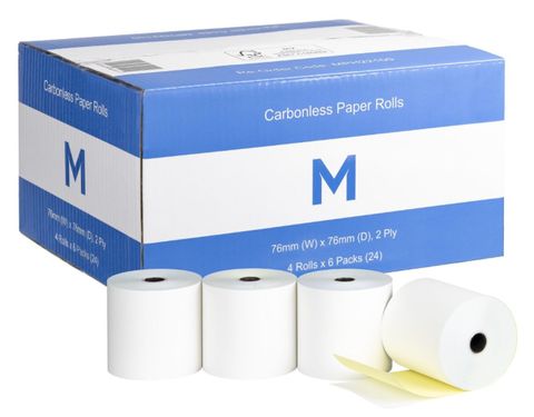 Matthews EFTPOS Carbonless 76x76mm Thermal Paper Roll 2ply 4pack