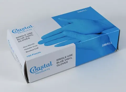 Coastal Small Blue Vinyl Gloves 100pk