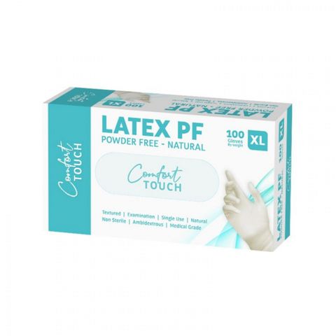 Comfort Touch X Large Natural Latex PF Gloves Pkt 100