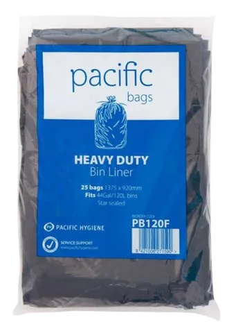 Pacific Hygiene 44 Gallon Drum 120 Ltr Wheelie Bin liners 25 units per slve