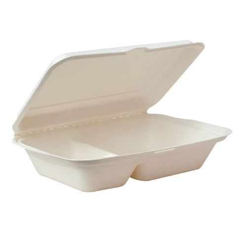 Green Choice Sugar Cane 2 Compartment Rectangular Clam Shell 50 units per slve