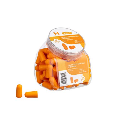 Matthews 50prs Jar Uncorded Bullet Ear Plugs Class 5 Orange 28.0 dB