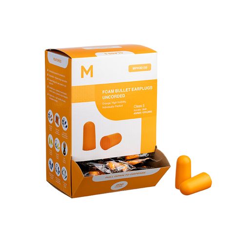 Matthews 200 pr Pck Uncorded Bullet Ear Plugs Class 5 Orange 28.0dB