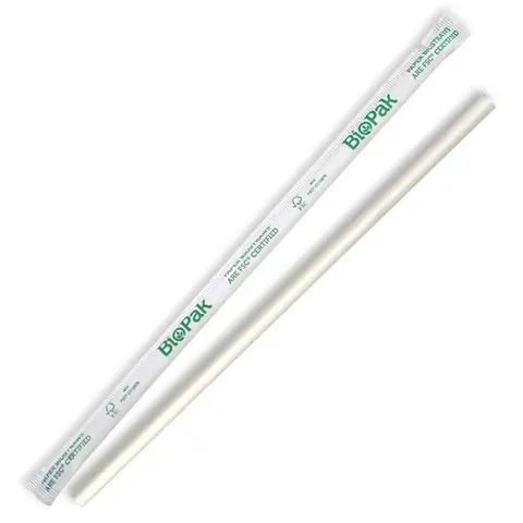 Biopak 6mm Individual Wrapped Regular White BioStraw 250 units per slve
