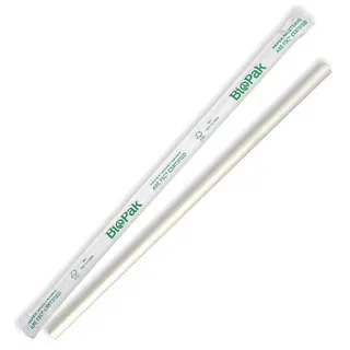 Biopak 6mm Individual Wrapped Regular White BioStraw 250 units per slve