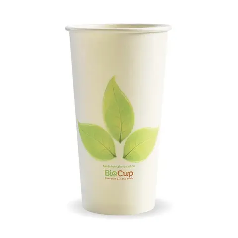 Biopak 595ml / 20oz (90mm) Leaf Single Wall BioCup 25 units per slve