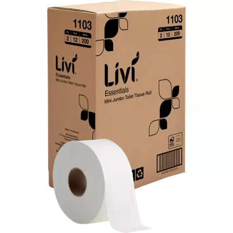 Livi Mini Jumbo Essentials Premium Roll 2ply 12 Rolls per ctn