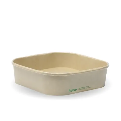 Biopak 750ml Kraft BioBoard Square Takeaway Base 50 units per Slve