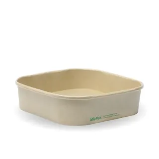 Biopak 750ml Kraft BioBoard Square Takeaway Base 50 units per Slve