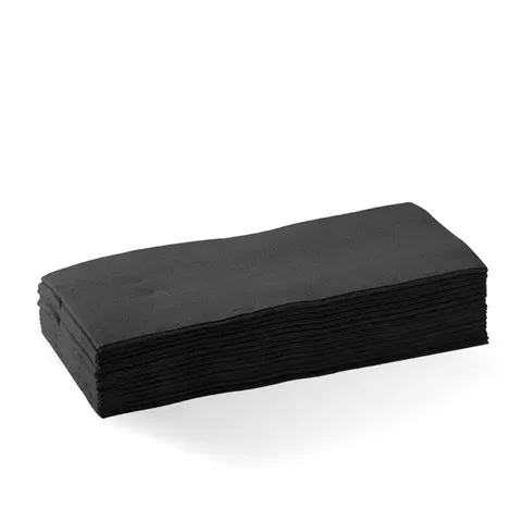 Biopak 2-Ply 1/8 Fold Black Dinner BioNapkin 100 units per slve