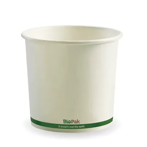 Biopak 740ml / 24oz White BioBowl 25 units per slve