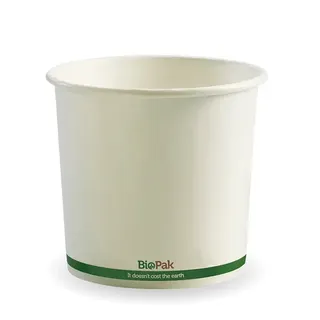 Biopak 740ml / 24oz White BioBowl 25 units per slve