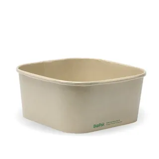 Biopak1400ml Kraft BioBoard Square Takeaway Base 50 units per Slve