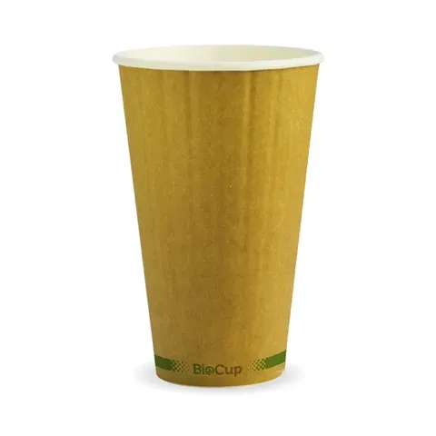 Biopak 460ml / 16oz Kraft Green Stripe Double Wall BioCup 40 units per slve