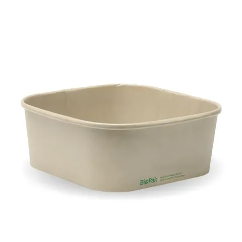 Biopak 1200ml Kraft BioBoard Square Takeaway Base 50 units per Slve