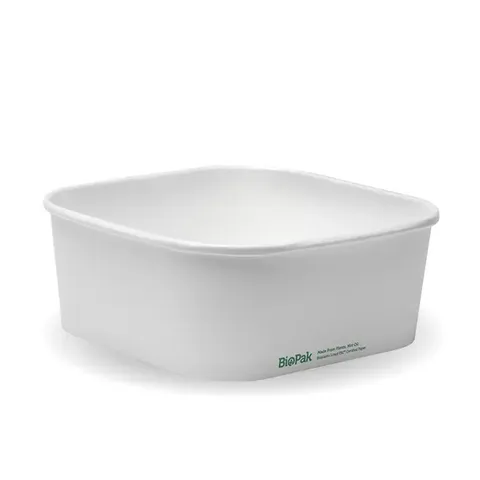Biopak 1200ml White BioBoard Square Takeaway Base 50 units per Slve