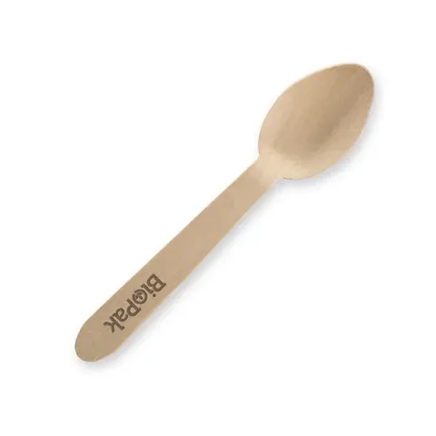 Biopak 10cm Coated Wood Teaspoon 100 units per pk