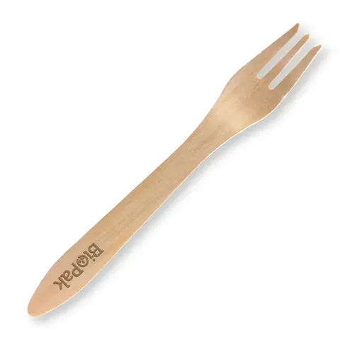 Biopak 19cm Coated Wood Fork 100 units per pk