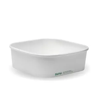 Biopak 1000ml White BioBoard Square Takeaway Base 50 units per Slve