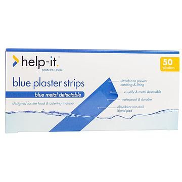Help-It Blue Metal Detectable Finger Extension Plasters 50 Box