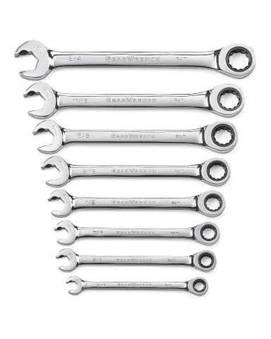 GEARWRENCH SAE SPANNER 8pc SET RATCHET RING & RATCHET OE