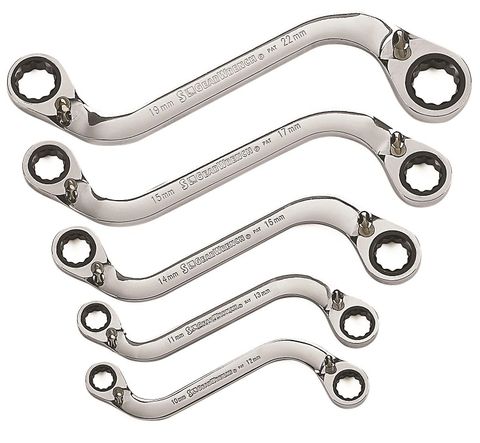 GEARWRENCH 5pc S-SHAPE REV DOUBLE BOS RATCHET SET