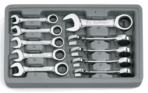 GEARWRENCH 10pc METRIC STUBBY RATCHETING SPANNERS