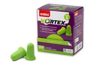 EARPLUGS CL5 PU UNCORDED BELL-SHAPE HVz GREEN BX200PR VORTEX ESKO